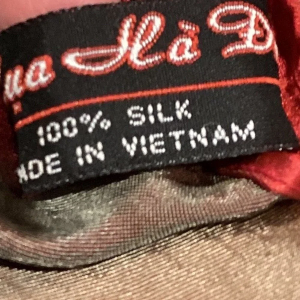 Lua Ha Dong Vintage 100% Silk Scarf, Intricate print of floral/bird, fringe